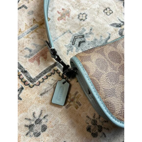 Coach Swinger 20 Bag in Signature Canvas Logo C Leather Mini Shoulder Purse Teal - Picture 9 of 16